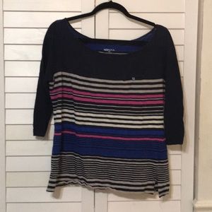 Striped 1/2 sleeve shirt-Large